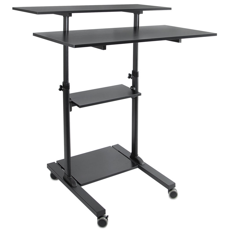 Adjustable Metal Base Standing Desk Converter, Black