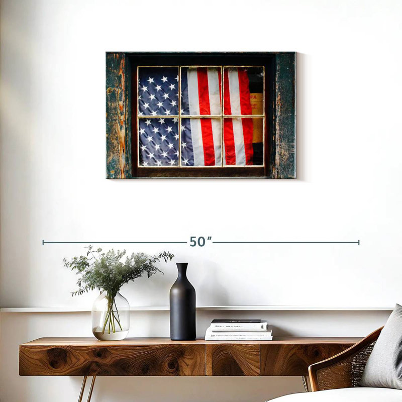 Drapeau américain Borges sur la fenêtre, H 20 po x l 30 po