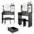 17" Round Led Mirror Dressing Table With Soft Seat, 3 - Color Adjustable Brightness System, Multi Layer High Capacity Storage For Small Office Areas, American Designed Concept, Black Makeup Unit, 6.1