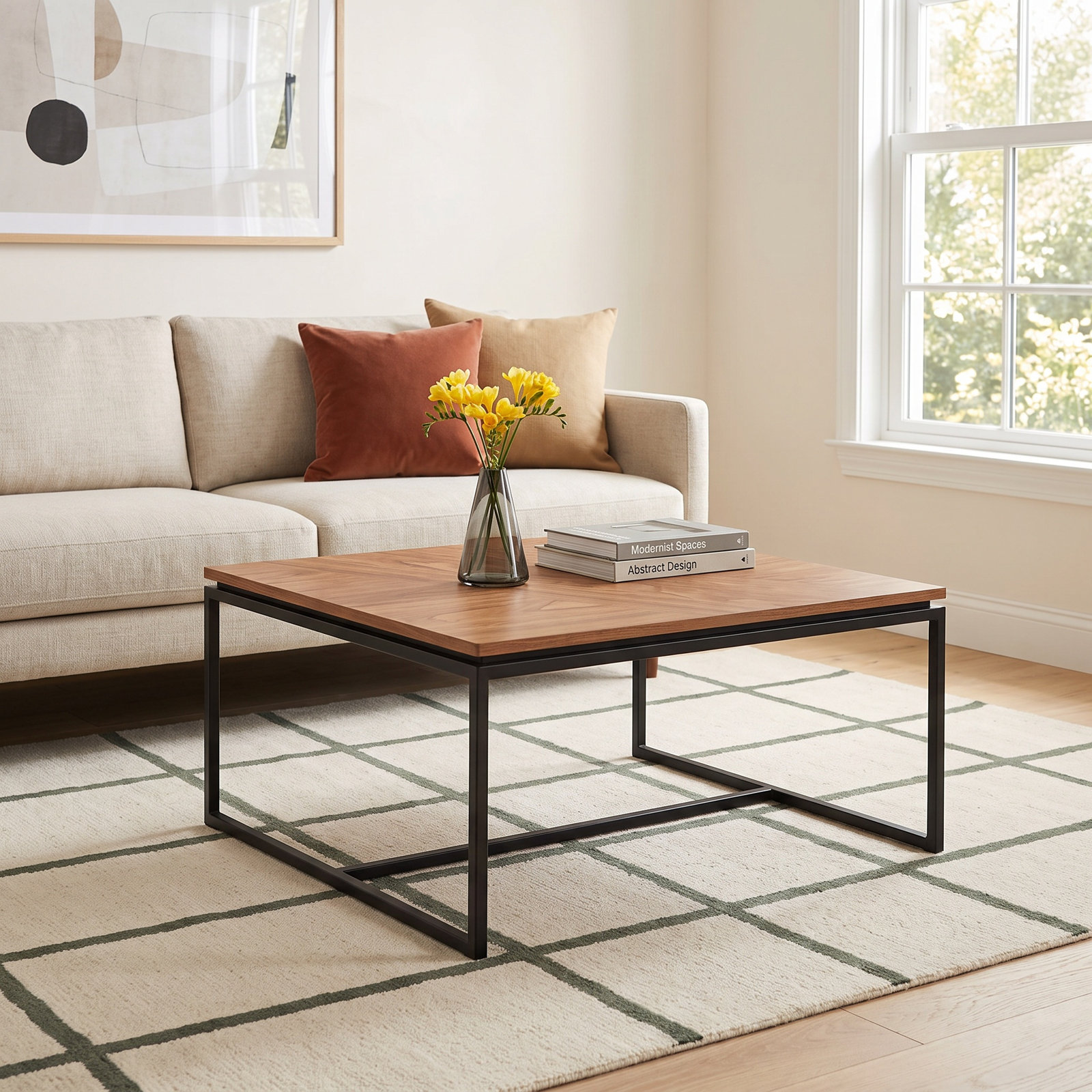 Tobias 30" Square Coffee Table, Walnut