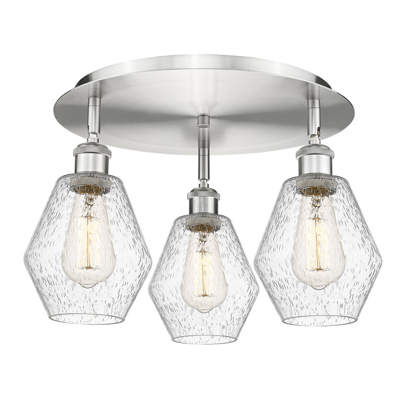 Amylea Glass Flush Mount, Seedy, Satin Nickel