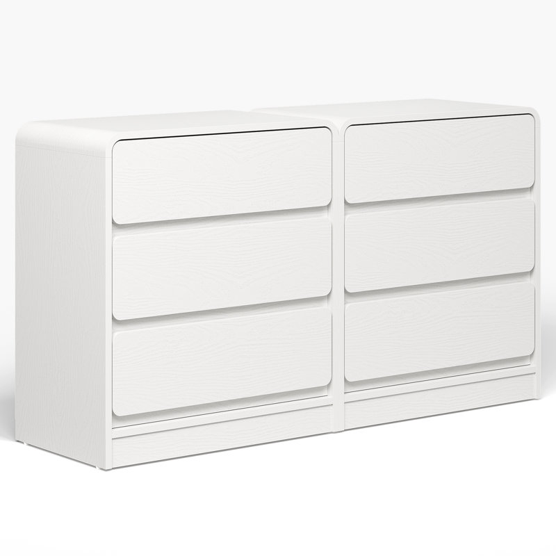 3-Drawer Nightstand Set of 2,23.6" Wide, White