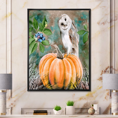 " Barn Owl Sitting On A Pumpkin "