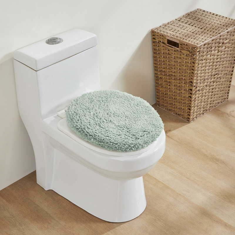 Couvercle de siège de toilette touffeté 100% coton Malderen, doux, moelleux et absorbant, lavable à la machine, certifié OEKO-TEX, 18 po x 20 po, sauge foncé