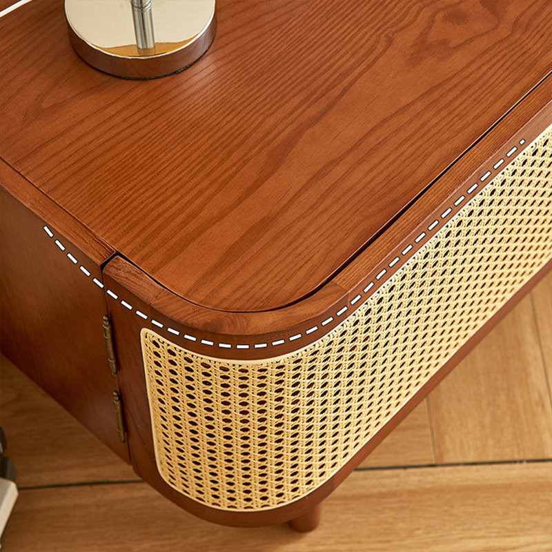 Meuble télé 78,74 po en bois massif de couleur médiévale + rotin