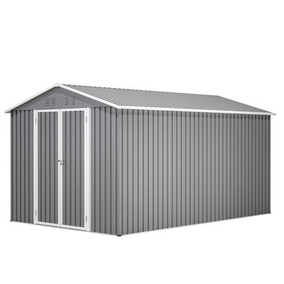 Outdoor Storage Shed 8 X 12 Ft - Large Metal Tool With Aluminium Frame, Lockable Double Doors, Ample Space For Backyard Garden Patio Lawn, Easy Assembly Without Hassle Ideal And Rapid