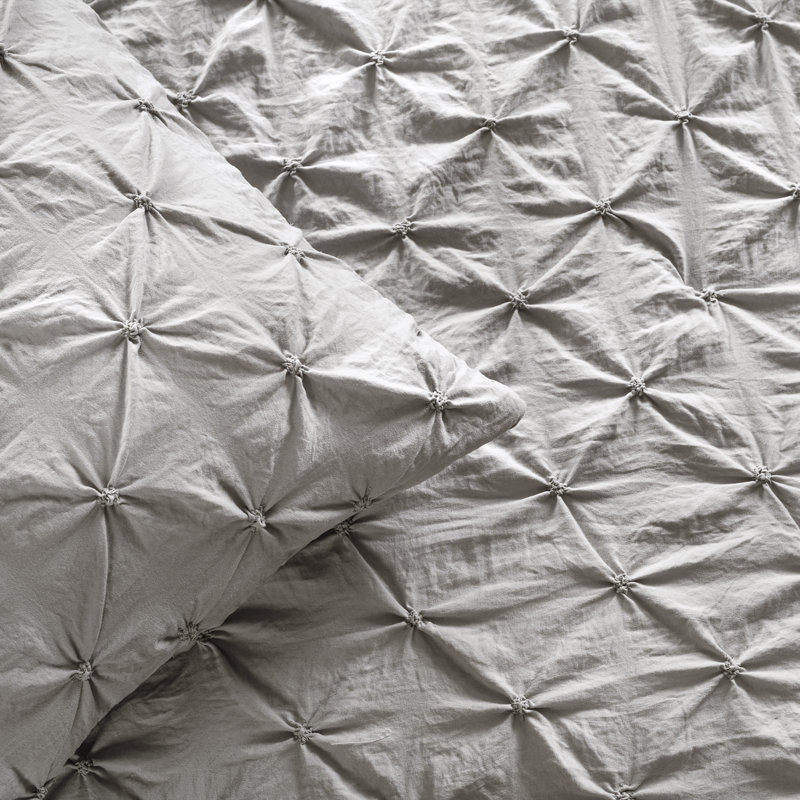 Ravello Microfiber Comforter Set, King Comforter + 2 King Shams + 2 Throw Pillows, Light Gray