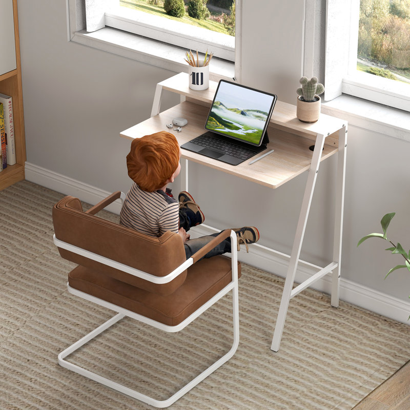 Thirtynine Mile Mountain Writing Desk, White/Oak/White