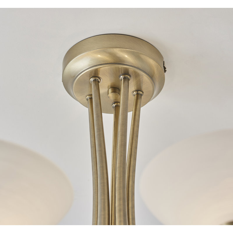 Montague Glass Semi Flush Mount, Antique Brass