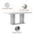 Marble Dining Table For 4 People, 70.08'' Rectangle Faux Marble Dining Table With Mirrored Finish Metal Base For Kitchen, Living Room-114868177-122909478