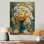Bleu et blanc, nature morte, fleurs dans un vase II - marguerites, art mural