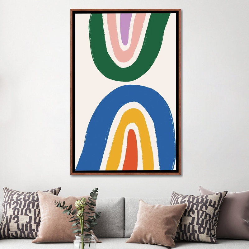Double arc-en-ciel-impression d’art, Pas de tapis, Toile classique avec cadre brun, H 60 po x l 40po x P 1,5 po