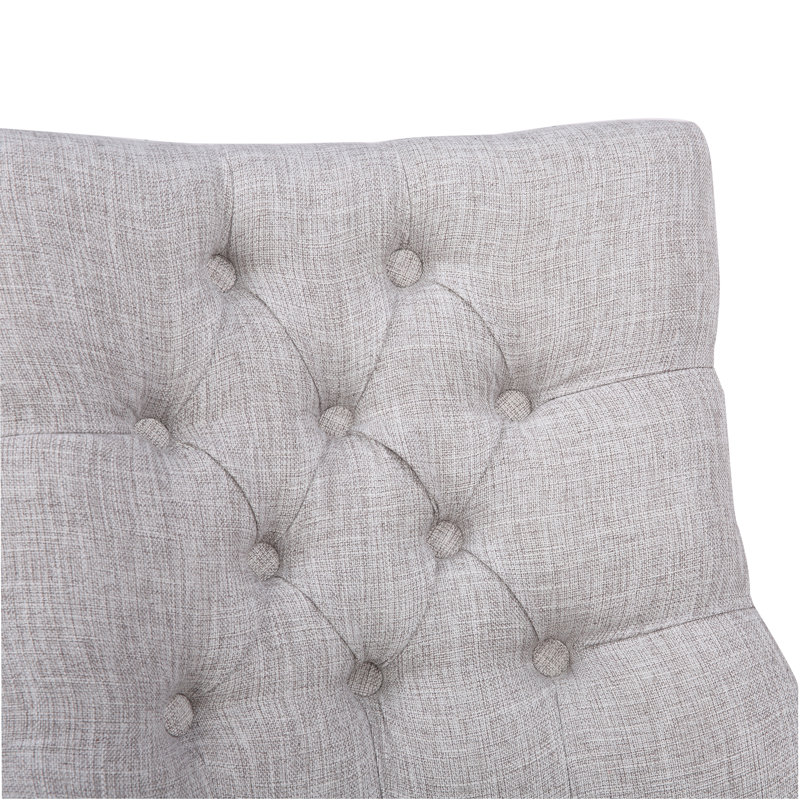 Chaise parsons capitonnée en bois massif et rembourrée en lin, Gris clair