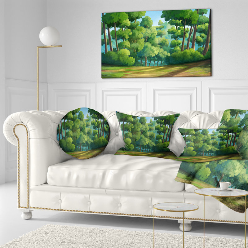 Coussin lombaire paysage jungle avec arbres denses