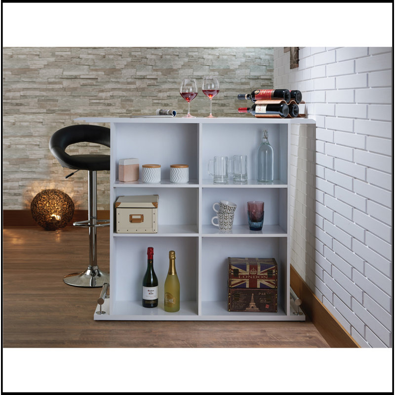 White High Gloss 6-Shelf Bar Table
