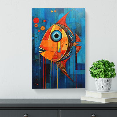 Fish Expressionism Art - Wrapped Canvas