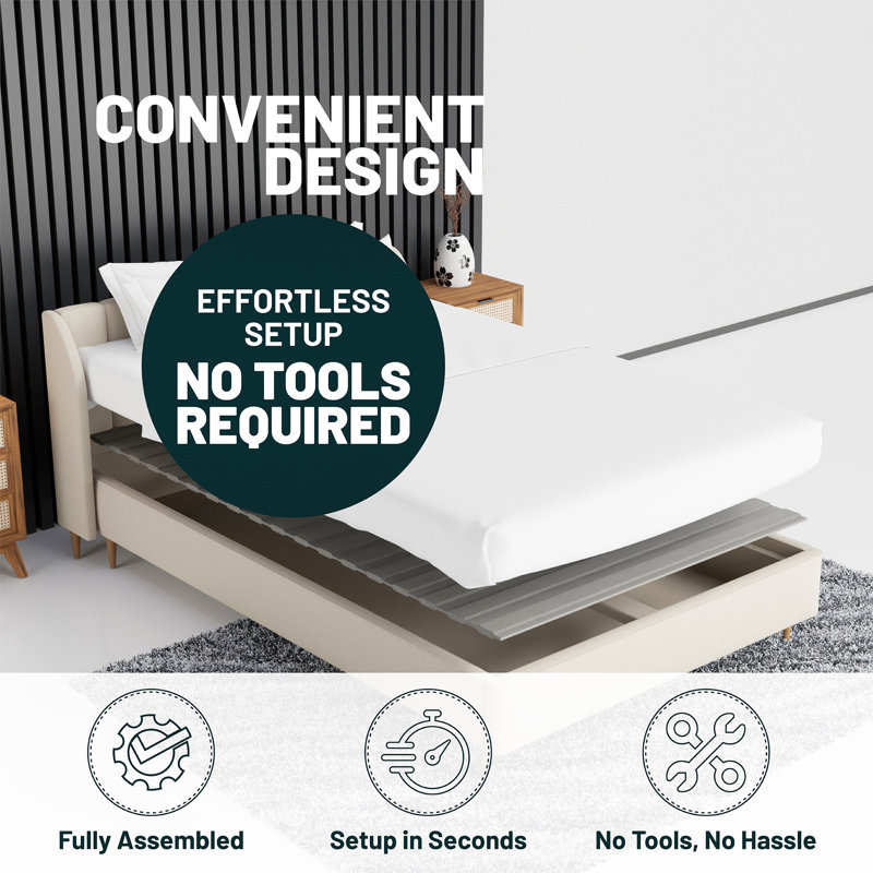 Audra Horizontal Mattress Support Wooden Bunkie Board/Slats with Cover, Queen, Standard Slat