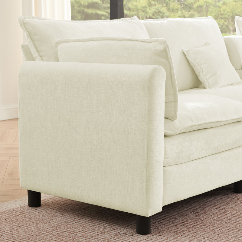 Modern Sectionals with Storage, Beige Foam Modular Sofa for Home, Beige