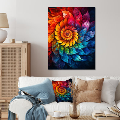 «Colorfulfloral Fractal Spiral I», impression d'art mural en métal fractal