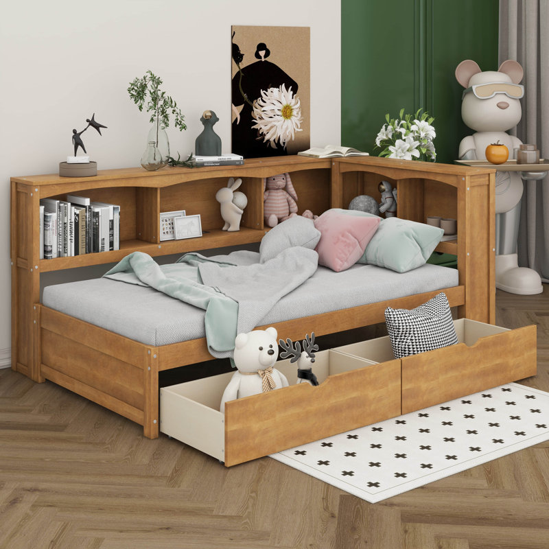 Joeanna Twin Size Daybed With Two Drawers, Cabinets And USB Ports, Wood