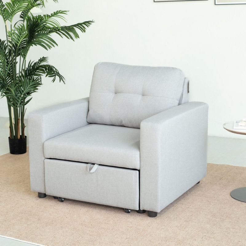 Linen Accent Chairs Bed - Single, Light Grey
