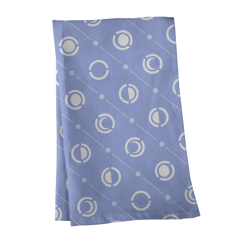 Torchon Moon phases, Violet moyen / blanc, Croisé en coton