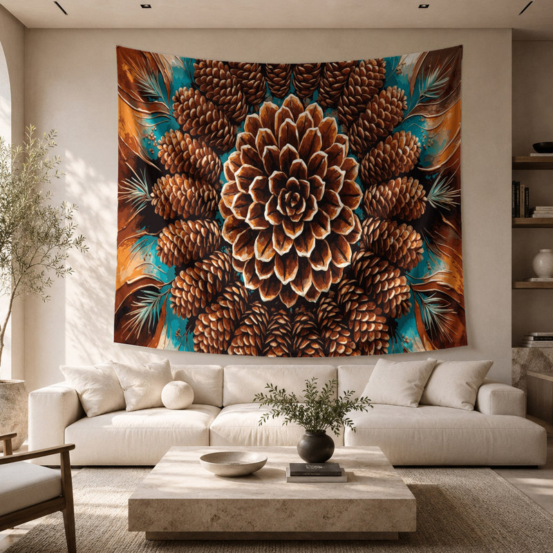 Tapisserie murale Southwestern Plants Pinecone 182, 26 po x 36 po