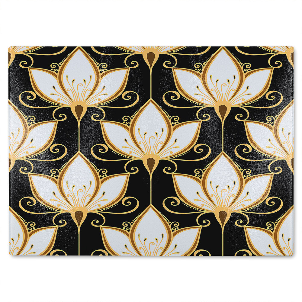 Floral Pattern Glass Chopping Board