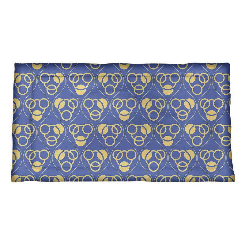 Taie décorative de coussin classique à motif de cercles et de vagues, Reine, Polyester, Bleu/jaune