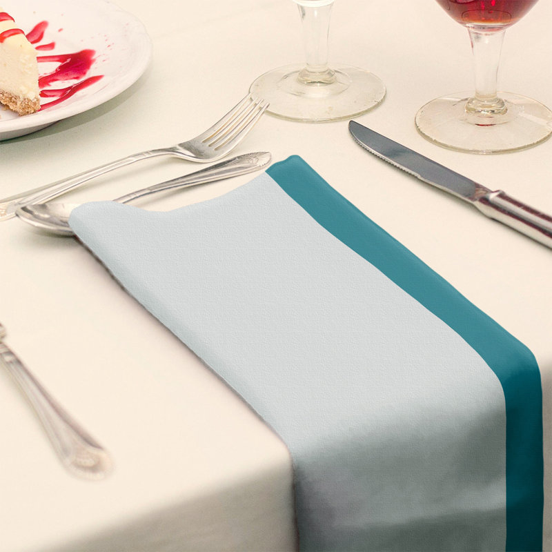 Charlotte Striped Square Napkin, 10" W x 10" L, White/Teal/White, Cotton Twill