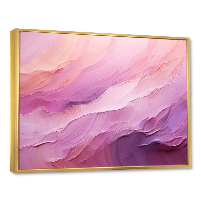 Impression sur toile Tuba Terrain Mountainous Mauve III - encre liquide, Cadre flottant doré, H 34 po x l 44 po x P 1,5 po