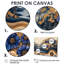 Fleurs aqua bleuet et paysage de forêt en bois II - Art mural sur toile bleuet - ensemble de 3-1089922448-1089922462-1089922463