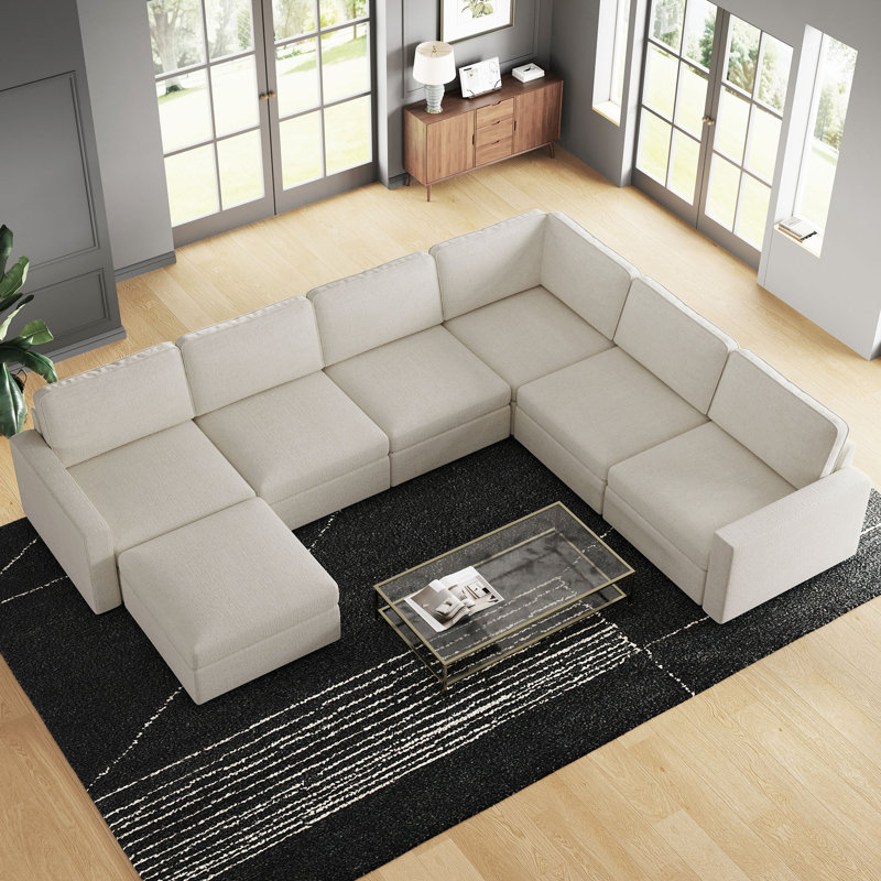 Canapé convertible en U surdimensionné Stoarge, Chenille beige