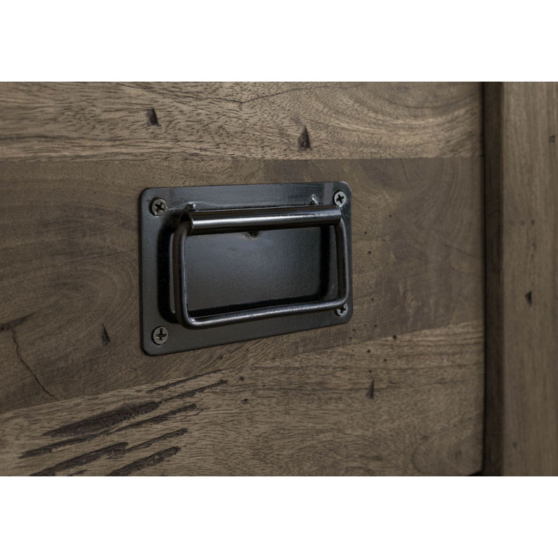 Railway Solid Wood 50cm W 3 - Drawer Chest of Drawers, Lacquered Grey