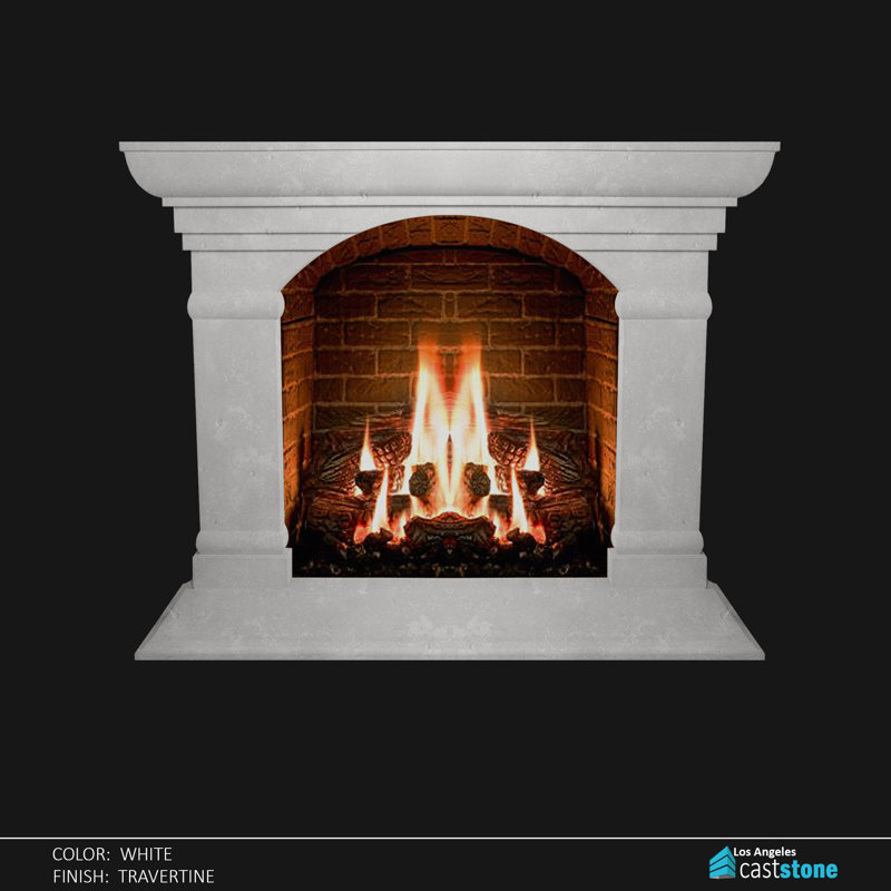Perkin Arch Fireplace Surround, White Travertine