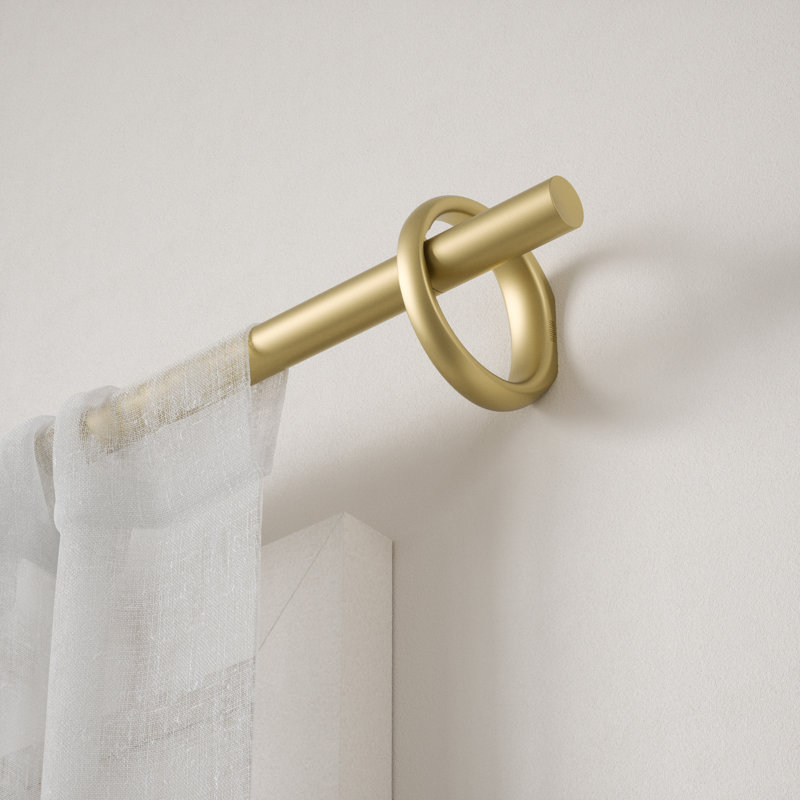 Ringlet 1" Adjustable Single Curtain Rod, Includes Finials, Brackets & Hardware, 42" to 120", Gold