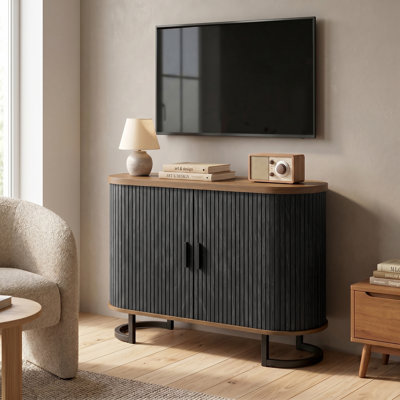 Buffet buffet avec portes courbes, brun et noir