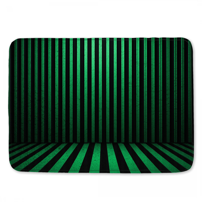 Tapis de bain vert à rayures verticales, 24in W x 17in L