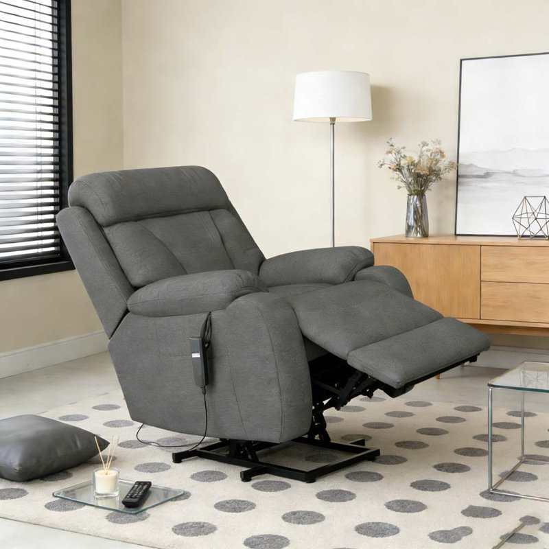 Fauteuil inclinable électrique Power Lift, Snowflake Velvet Fabric, Gris foncé