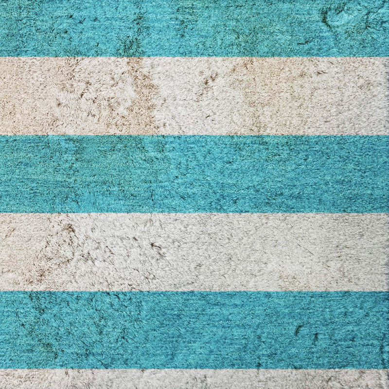 Premium Machine Washable Dream Shag ADS528 Striped Rug, Teal, 2'6" x 3'10"