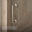Porte de douche à pivot sans cadre de 3/8 po X l 27,5 po X l In28 po X l 71-1/2 po avec verre transparent cristal de 3/8 po et poignées de porte verticales à l’arrière et à l’arrière-51309334