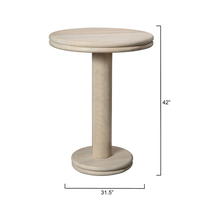 Bourbon Round Solid Wood Dining Table, White Bleach