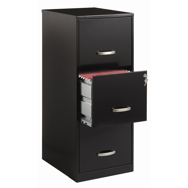 Brycen 14.25 " Wide 3 Steel Vertical Filing Cabinet, Black