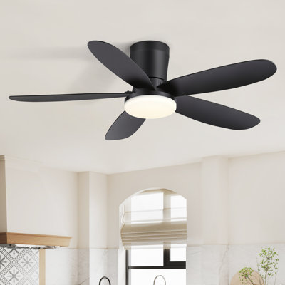 42" Ceiling Fan with Light and Remote, Flash Mount Ceiling Fan with DC Motor, 3 Color Temps LED