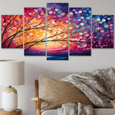 Impression sur toile 5 pièces, "Hardedge Art Sublime Tree Symmetry III"