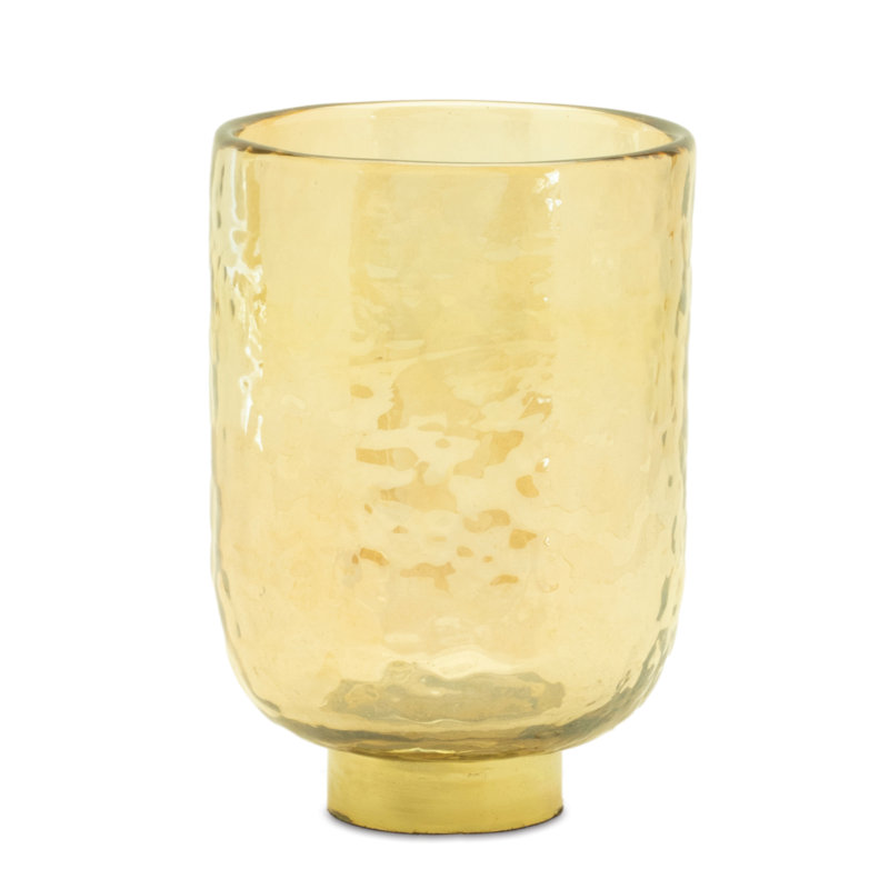 Gold Glass Vase with Metal Accent