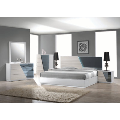 Ensemble de chambre configurable avec lit plateforme Nikhat