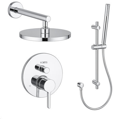 Brera Pressure Balance Shower System with 2-Way Diverter, 8-Inch Rain Shower Head and Hand Shower with Slide Bar, Valve Included