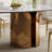 70.9-Inch Sintered Stone Oval Dining Table, With Copper-Colored Stainless Steel Base, Unique Leg Design Is Sturdy And Stable, Suitable For Kitchen Dining Room, Living Room (One Table With 4 Chairs)