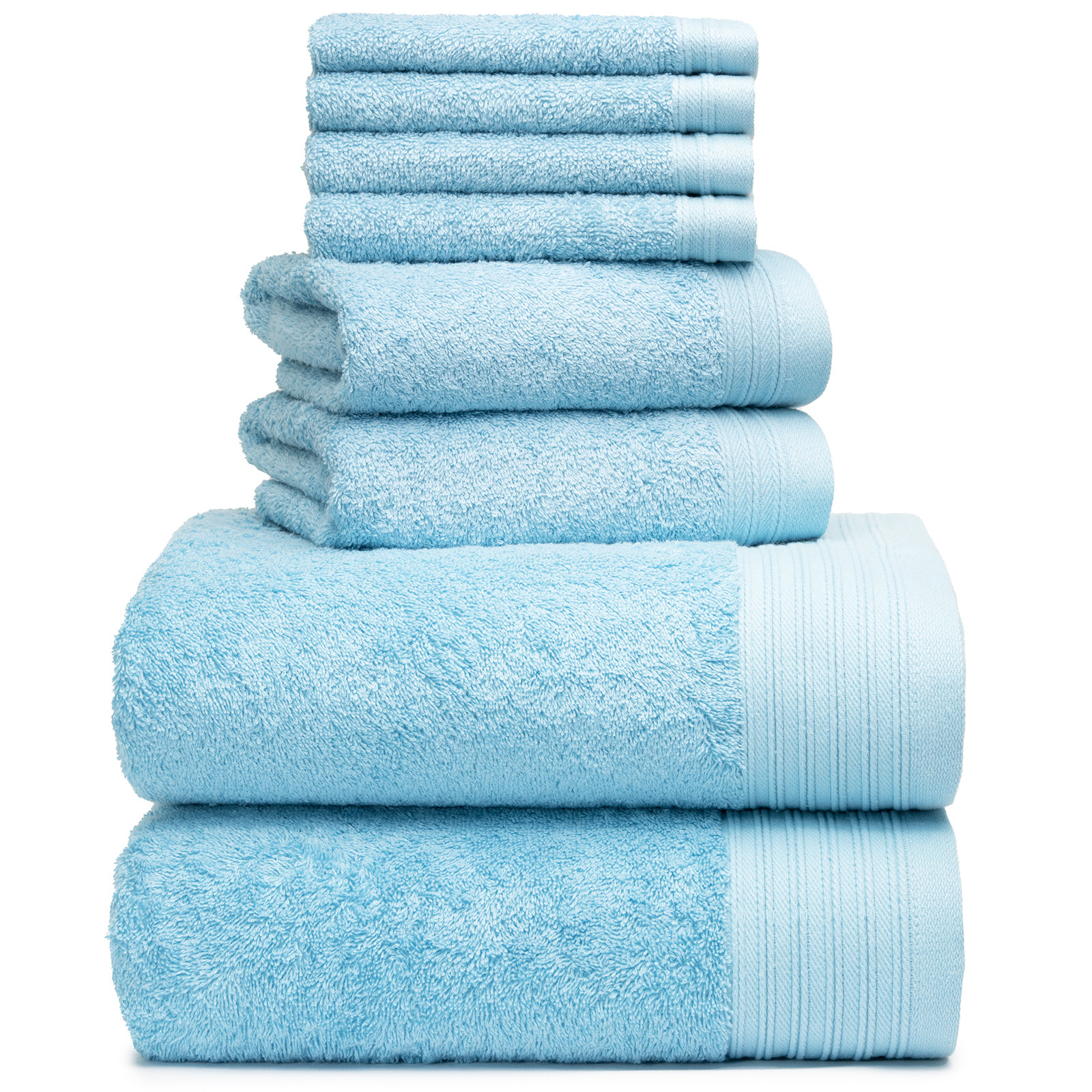 Doncia 8-Piece Cotton Towel Set, Sky Blue